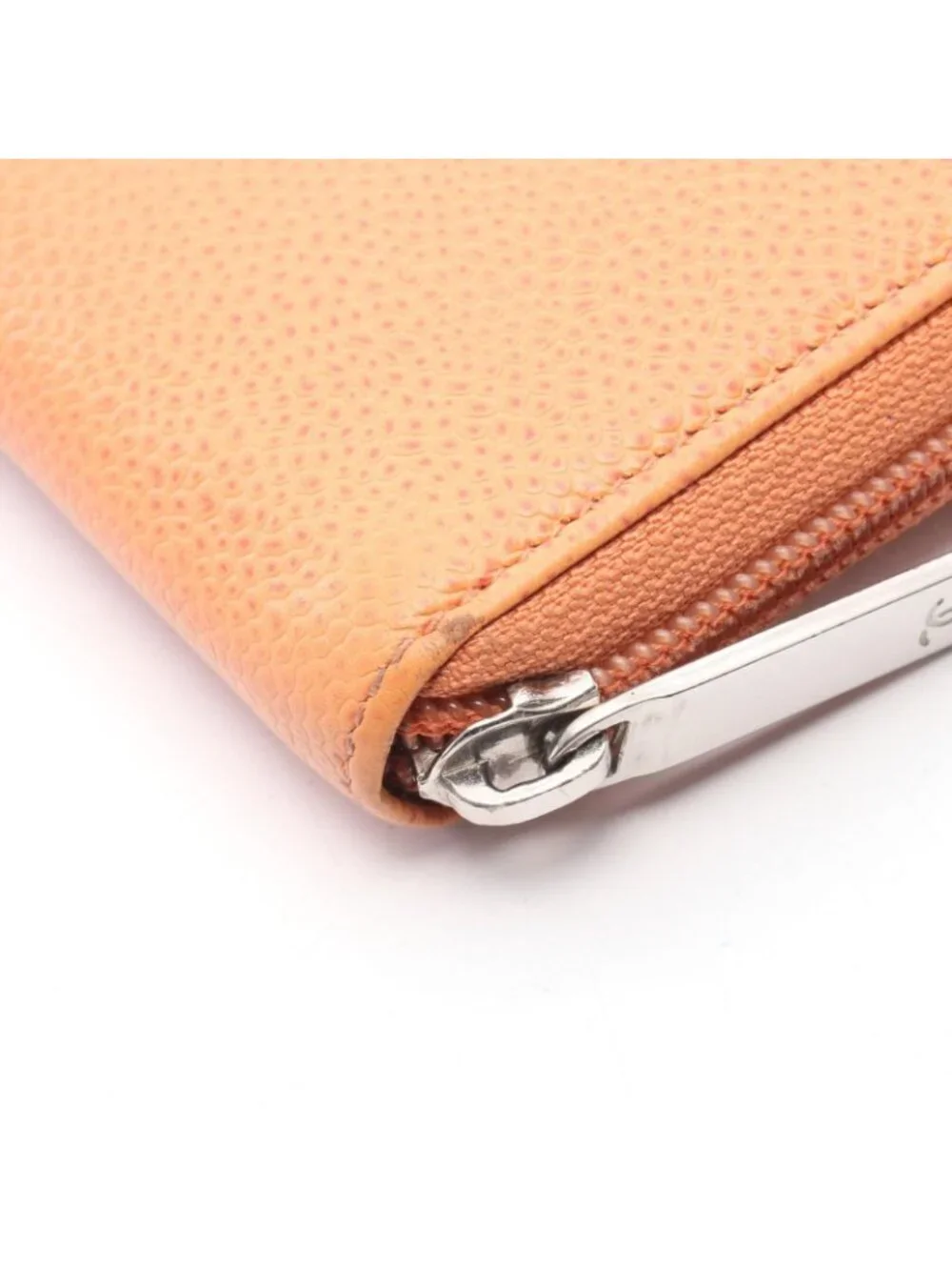 Chanel Round Wallet CC Logo Coral Orange Caviar Leather CC